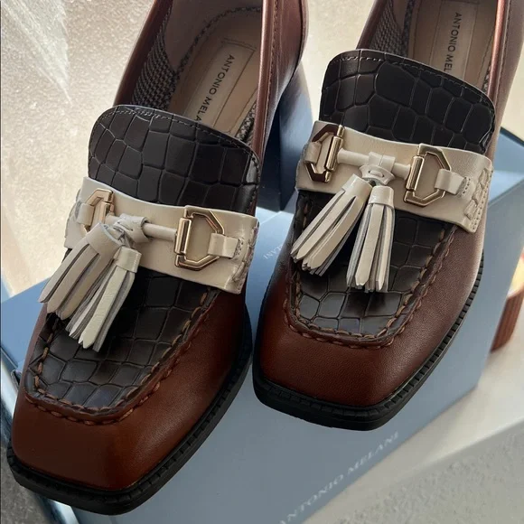 Antonio Melani Brown and White Block Heel - Picture 4 of 8